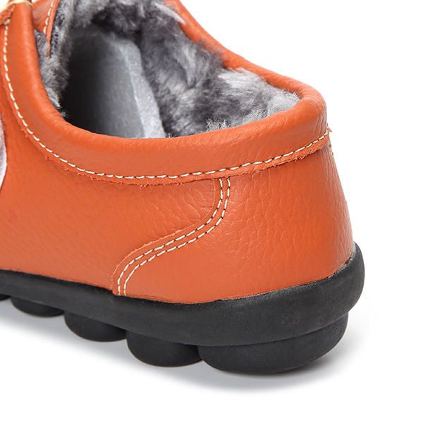 Forro De Piel Artificial Zapatos Planos Con Gancho Y Bucle Para Nieve En Invierno