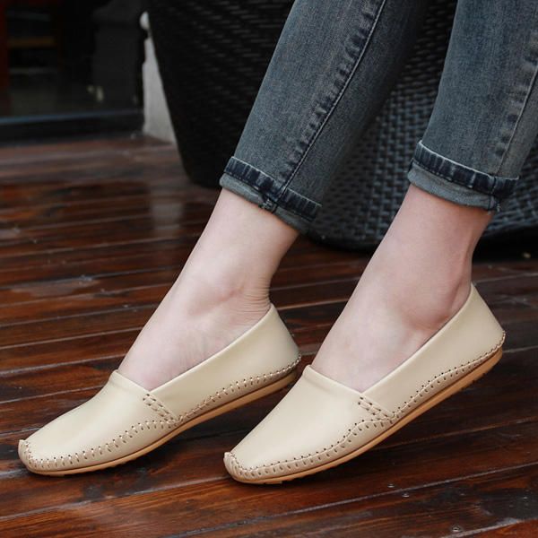 Laides Zapatos Planos Casual Slip On Flats Mocasines De Suela Blanda Mocasines Planos De Punta Redonda