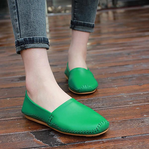 Laides Zapatos Planos Casual Slip On Flats Mocasines De Suela Blanda Mocasines Planos De Punta Redonda