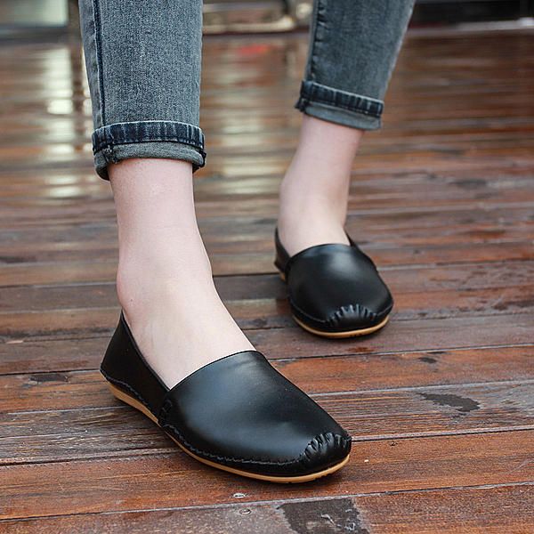 Laides Zapatos Planos Casual Slip On Flats Mocasines De Suela Blanda Mocasines Planos De Punta Redonda