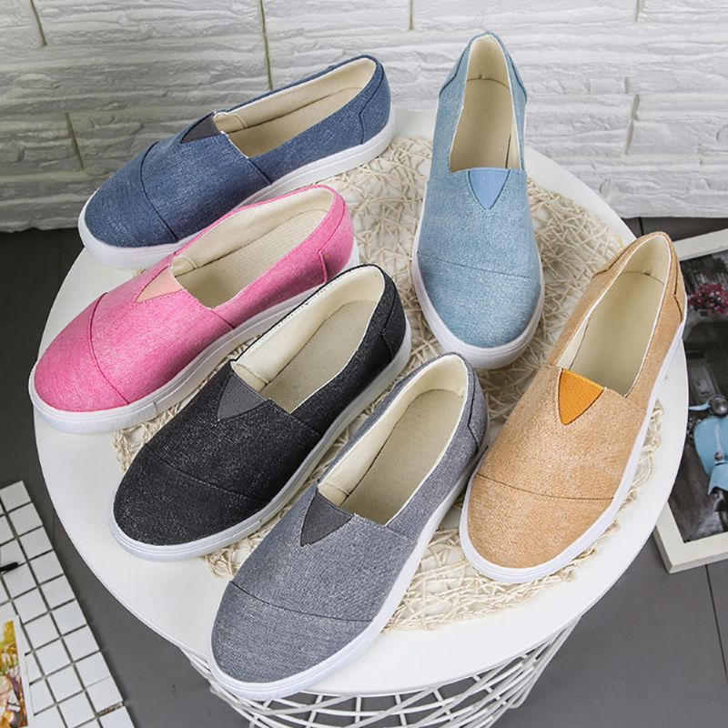 Mocasines Casuales De Color Sólido Para Mujer De Gran Tamaño