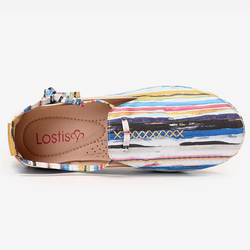 Mocasines Casuales Cómodos Y Suaves Multicolores Con Cordones