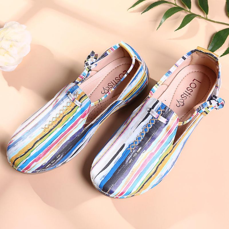 Mocasines Casuales Cómodos Y Suaves Multicolores Con Cordones