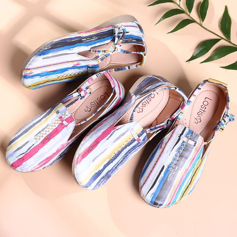 Mocasines Casuales Cómodos Y Suaves Multicolores Con Cordones