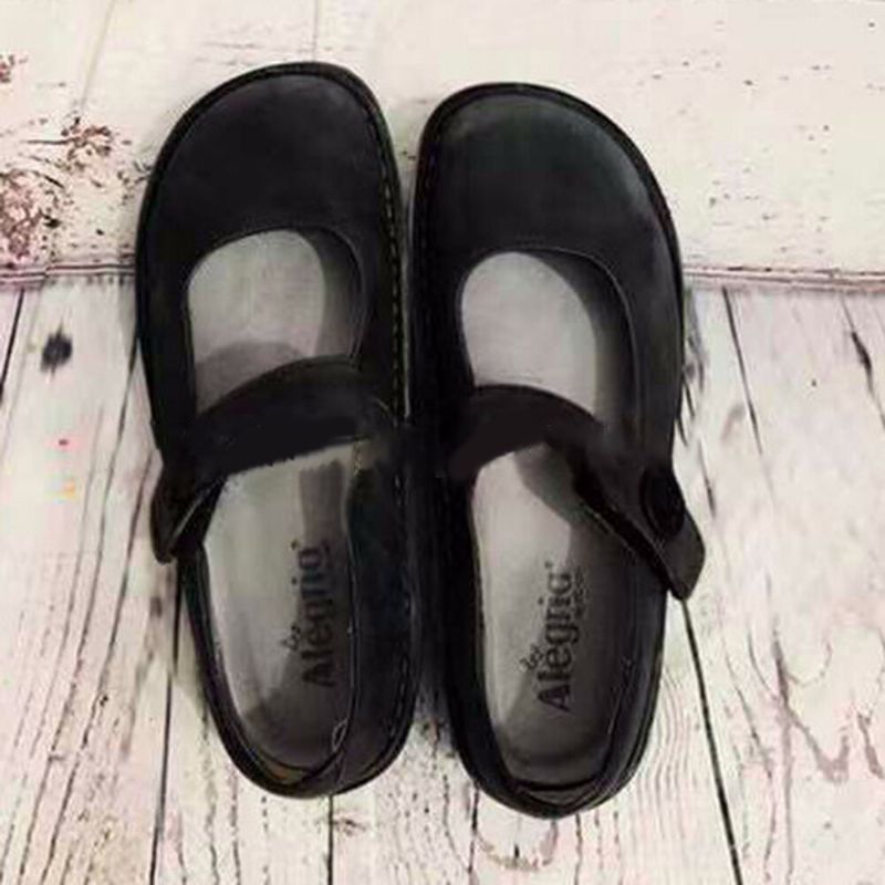 Mocasines Casuales Planos Cómodos Con Punta Redonda Y Sólida Con Punta Redonda Ajustable Para Mujer