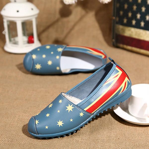 Mocasines Casuales Sin Cordones Con Estampado De Estrellas