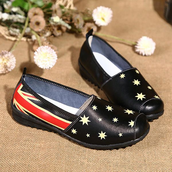 Mocasines Casuales Sin Cordones Con Estampado De Estrellas