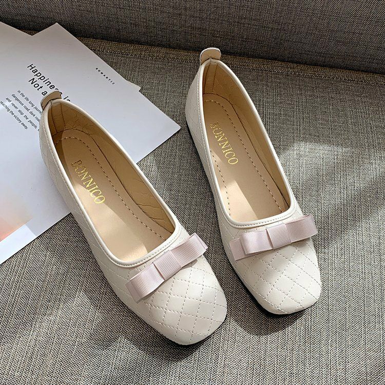 Mocasines Casuales De Suela Suave Con Punta Cuadrada Cómoda Con Decoración De Lazo Para Mujer