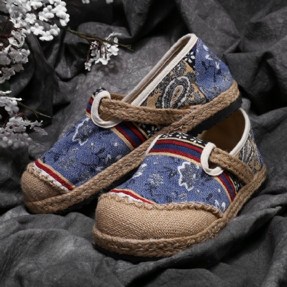 Mocasines De Lino Con Estampado Old Peking De Mujer