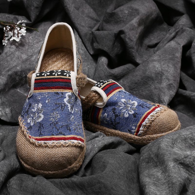 Mocasines De Lino Con Estampado Old Peking De Mujer