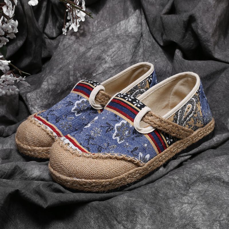 Mocasines De Lino Con Estampado Old Peking De Mujer