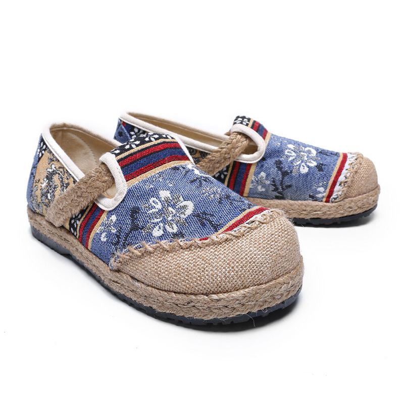 Mocasines De Lino Con Estampado Old Peking De Mujer