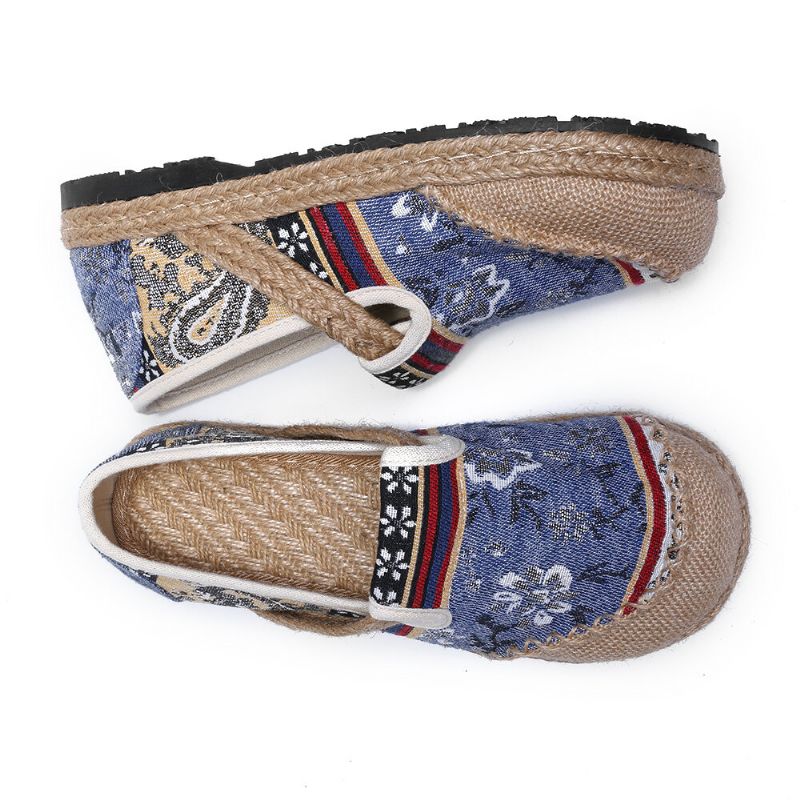 Mocasines De Lino Con Estampado Old Peking De Mujer