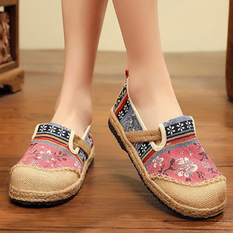 Mocasines De Lino Con Estampado Old Peking De Mujer