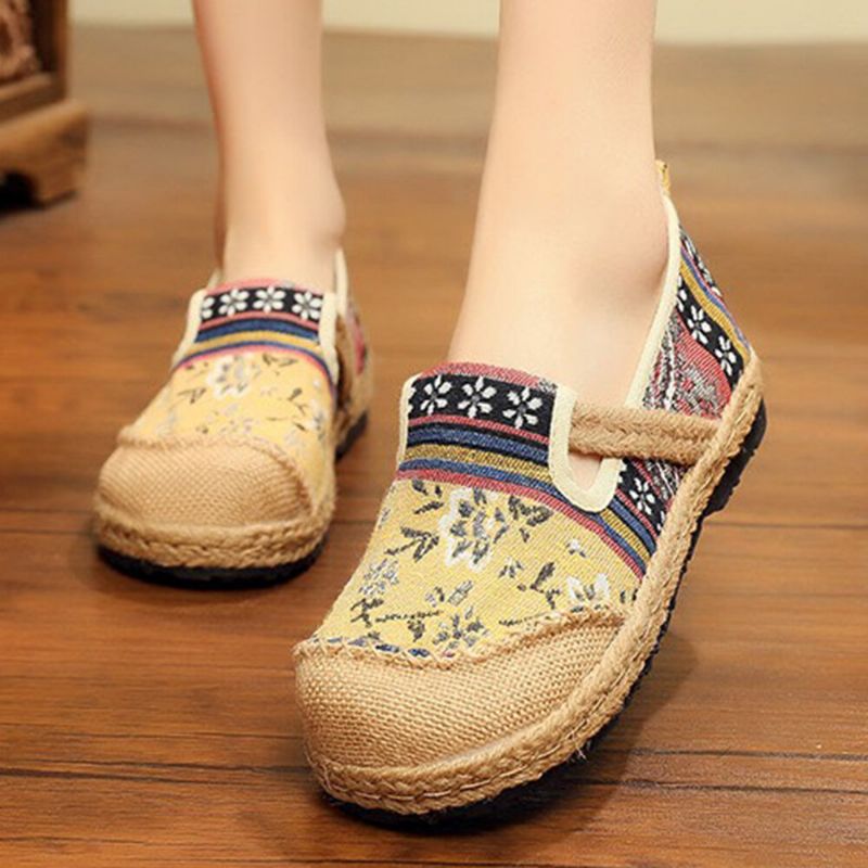 Mocasines De Lino Con Estampado Old Peking De Mujer