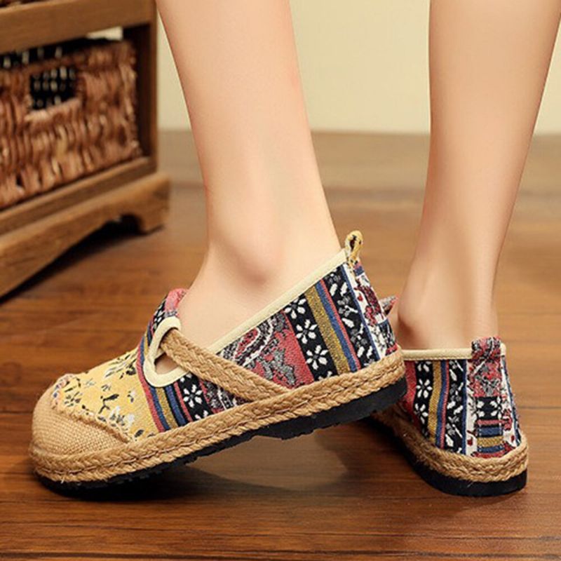 Mocasines De Lino Con Estampado Old Peking De Mujer