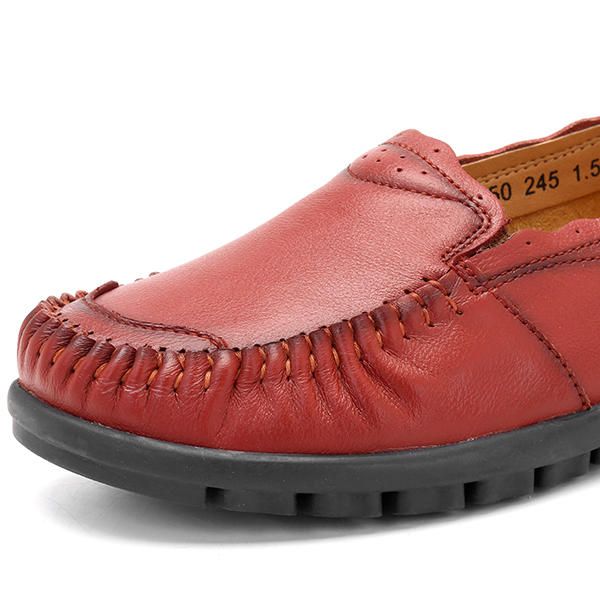 Mocasines Planos Casuales Cómodos De Cuero Genuino Para Mujer