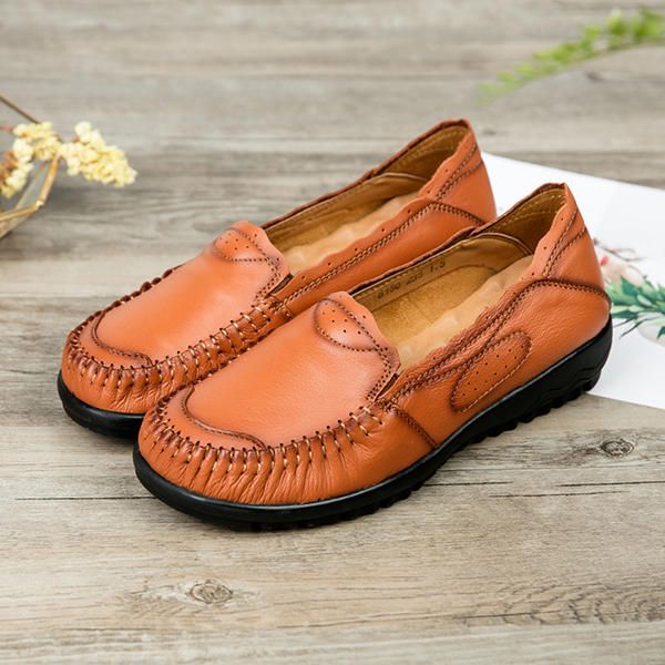 Mocasines Planos Casuales Cómodos De Cuero Genuino Para Mujer