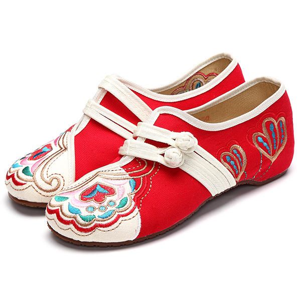 Mocasines Planos Casuales Con Hebilla De Mary Janes Con Flores Bordadas Chinas