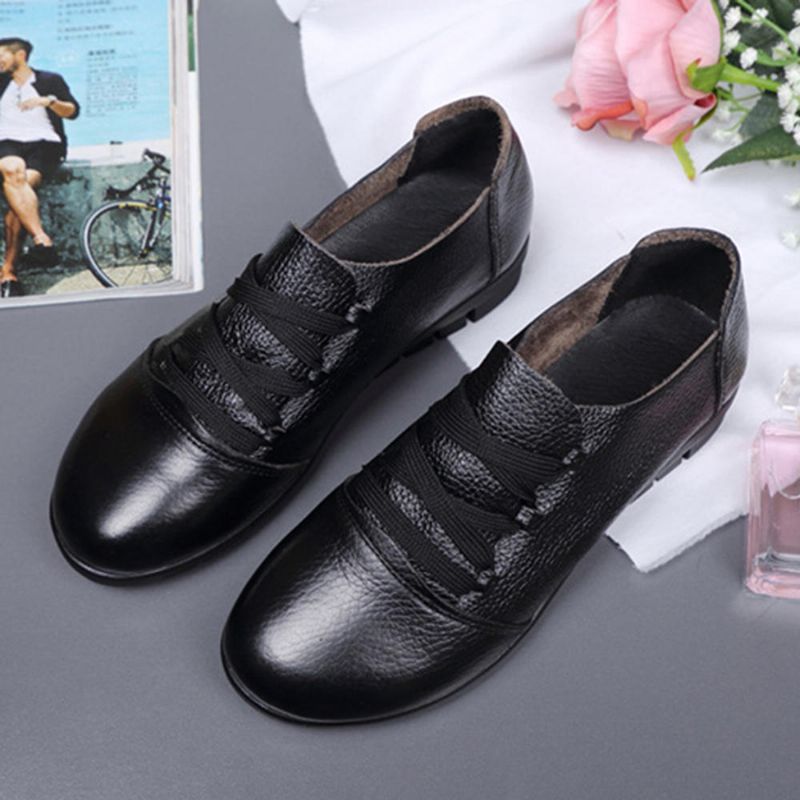 Mocasines Planos Casuales De Cuero Genuino Suave Para Mujer