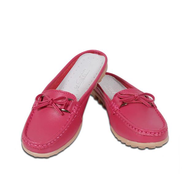 Mocasines Planos Casuales De Cuero Suave Con Cordones Bowknot Chic Para Mujer