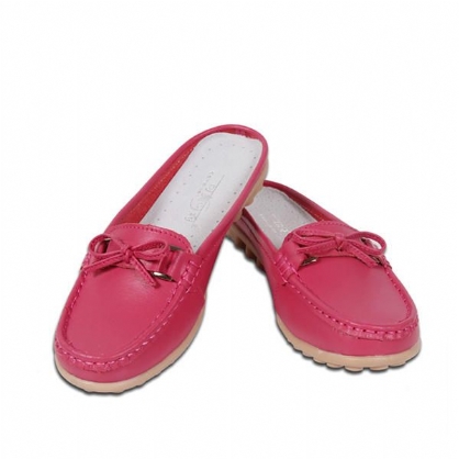 Mocasines Planos Casuales De Cuero Suave Con Cordones Bowknot Chic Para Mujer