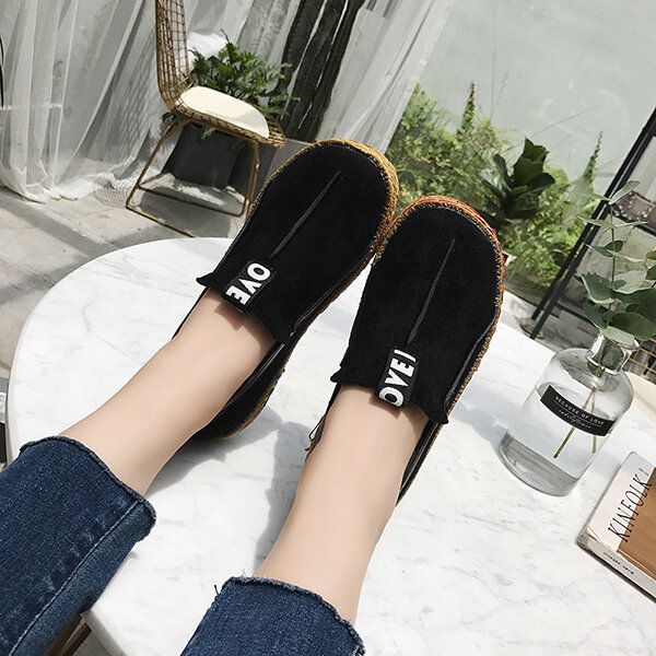 Mocasines Planos De Color Puro Con Suela Blanda Para Mujer