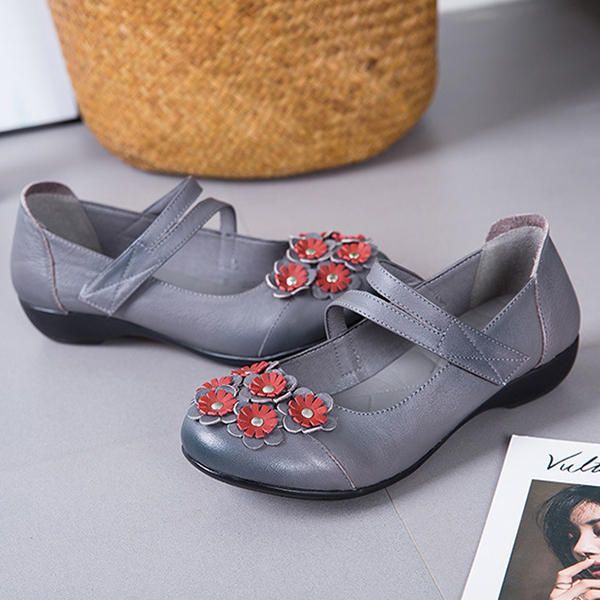 Mocasines Planos Cómodos Hechos A Mano Con Flores De Suela Suave Para Mujer