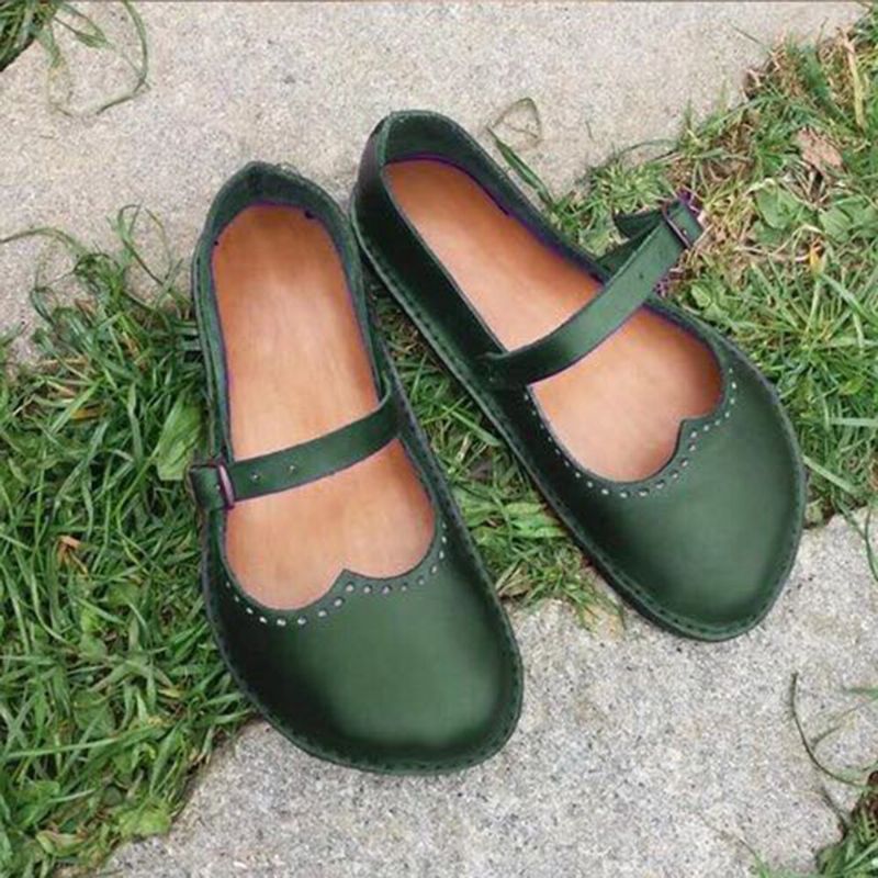 Mocasines Planos De Primavera Con Hebilla Cómoda Retro De Gran Tamaño Para Mujer