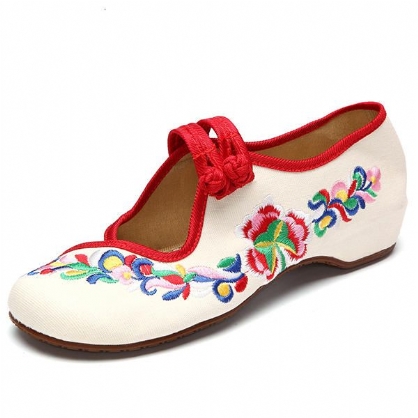 Mocasines Planos Retro Con Bordado De Flores