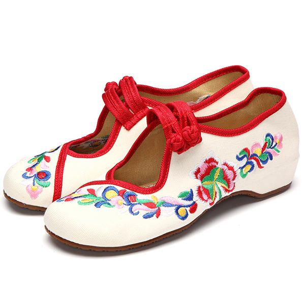 Mocasines Planos Retro Con Bordado De Flores