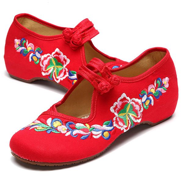 Mocasines Planos Retro Con Bordado De Flores