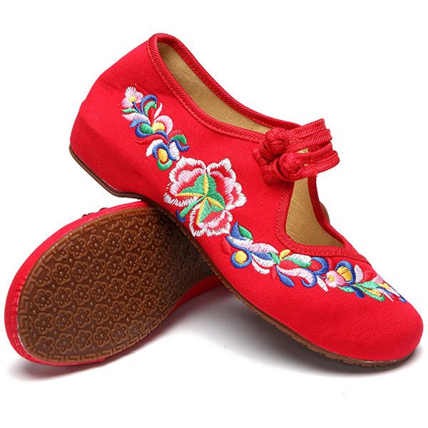 Mocasines Planos Retro Con Bordado De Flores