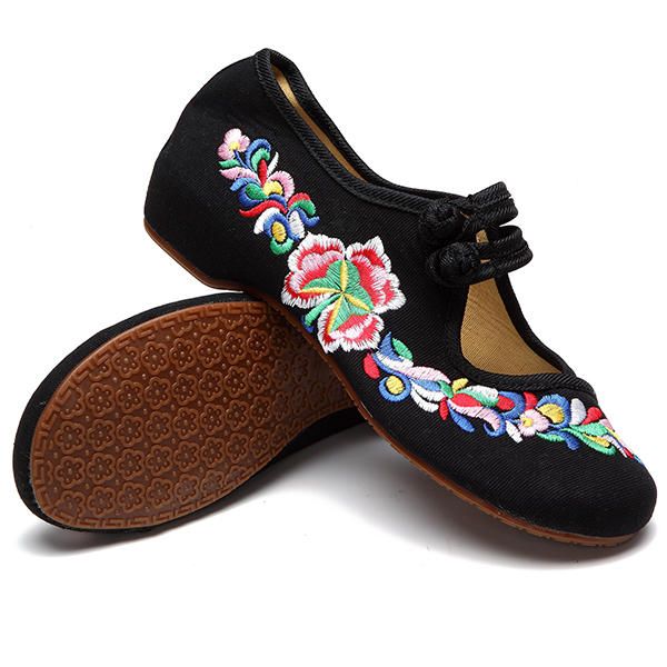 Mocasines Planos Retro Con Bordado De Flores