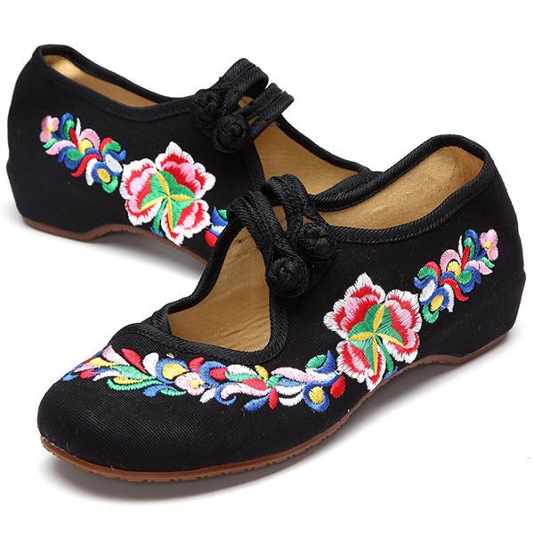 Mocasines Planos Retro Con Bordado De Flores