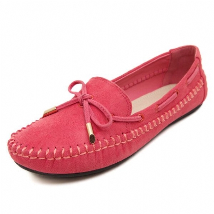 Mocasines Planos Suaves De Gamuza Artificial Bowknot Para Mujer