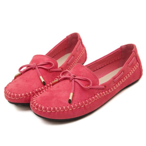 Mocasines Planos Suaves De Gamuza Artificial Bowknot Para Mujer