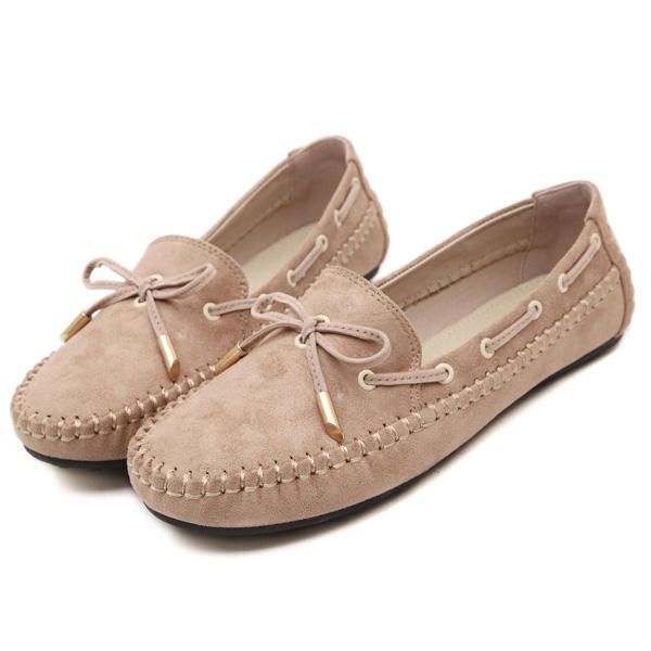 Mocasines Planos Suaves De Gamuza Artificial Bowknot Para Mujer