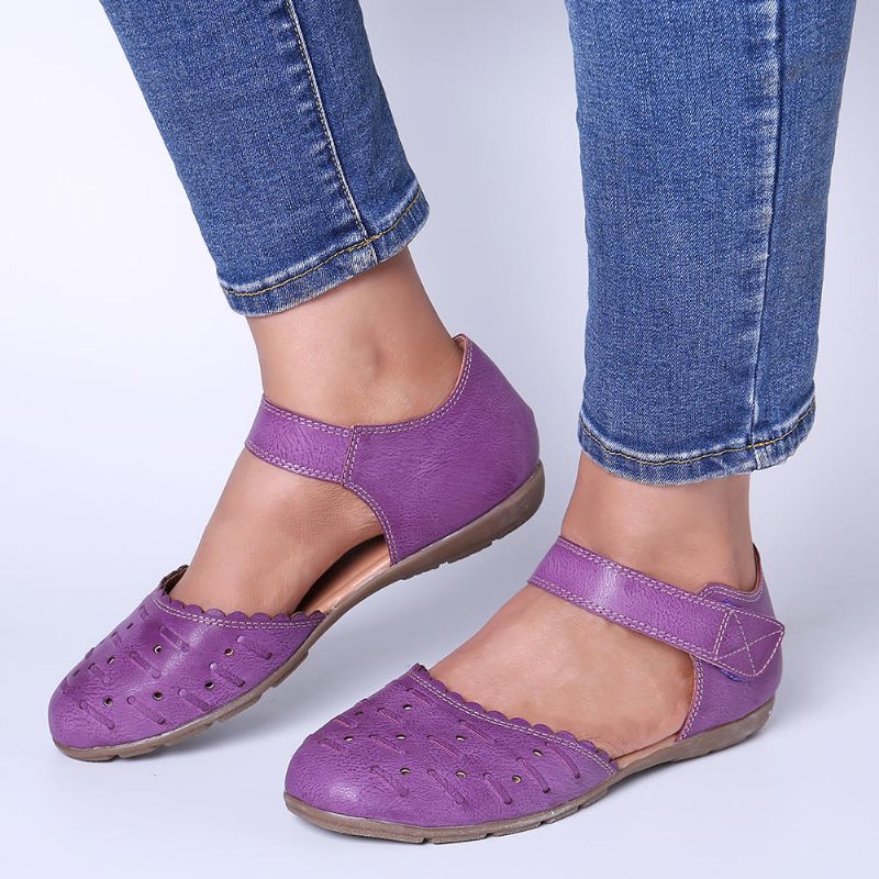 Mujeres Casual Hollow Out Hoop Loop Flats