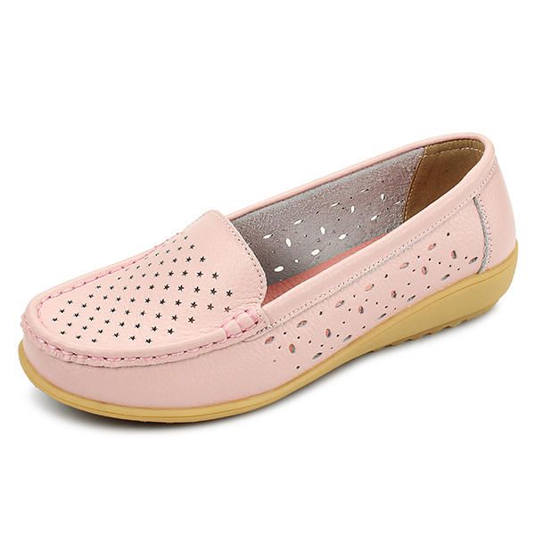 Mujeres Casual Hollow Out Soft Comforting Summer Slip On Outdoor Flats Mocasines Zapatos