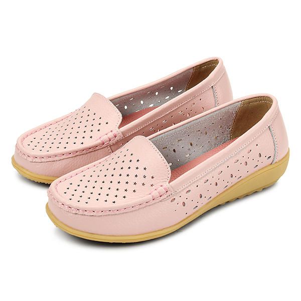 Mujeres Casual Hollow Out Soft Comforting Summer Slip On Outdoor Flats Mocasines Zapatos