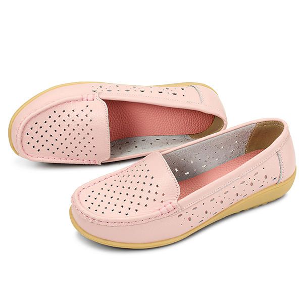 Mujeres Casual Hollow Out Soft Comforting Summer Slip On Outdoor Flats Mocasines Zapatos