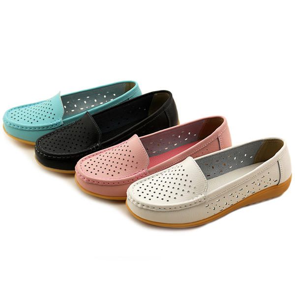 Mujeres Casual Hollow Out Soft Comforting Summer Slip On Outdoor Flats Mocasines Zapatos