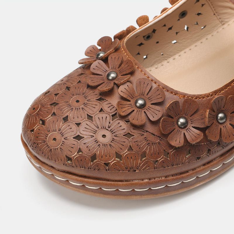 Mujeres Cómodas Flores Hollow Hook Loop Flats