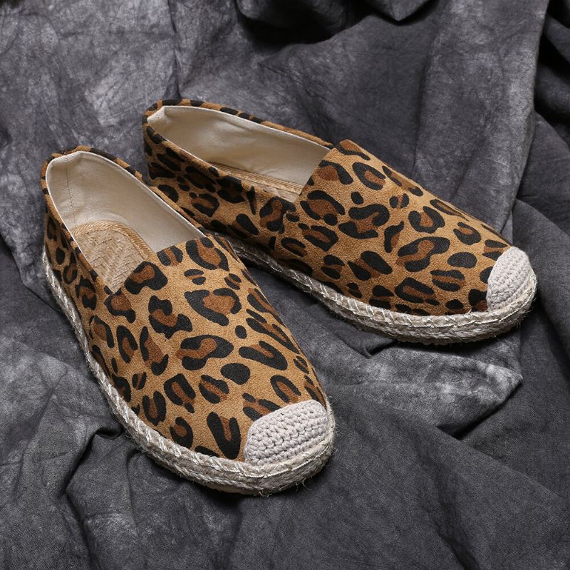 Mujeres Con Estampado De Leopardo Cómodo Ligero Casual Sin Cordones En Los Planos De Alpargatas