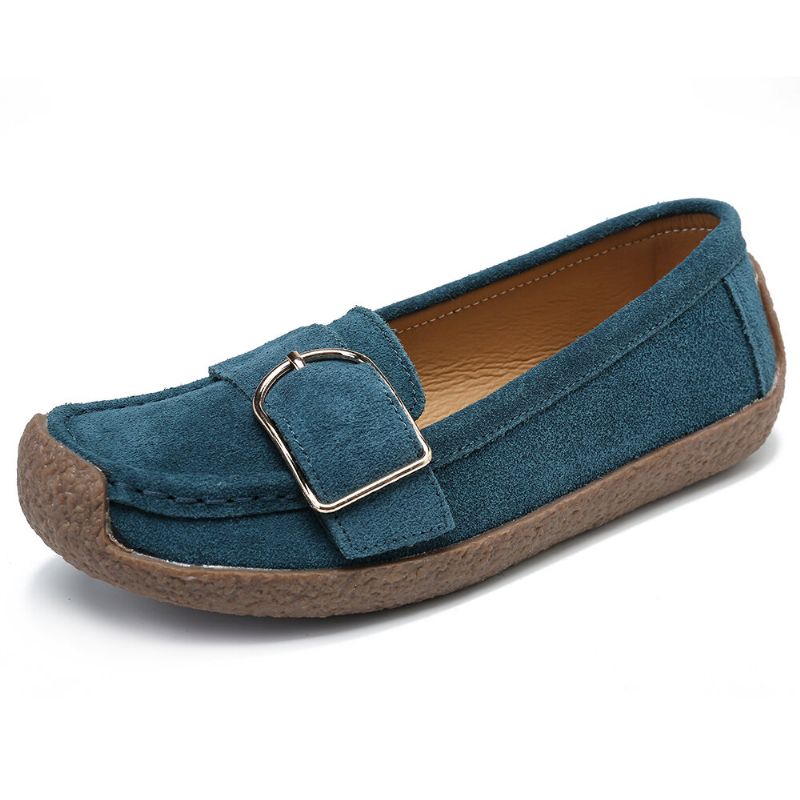 Mujeres Decoración De Metal Suede Cómodo Antideslizante Suela Suave Casual Flats Mocasines