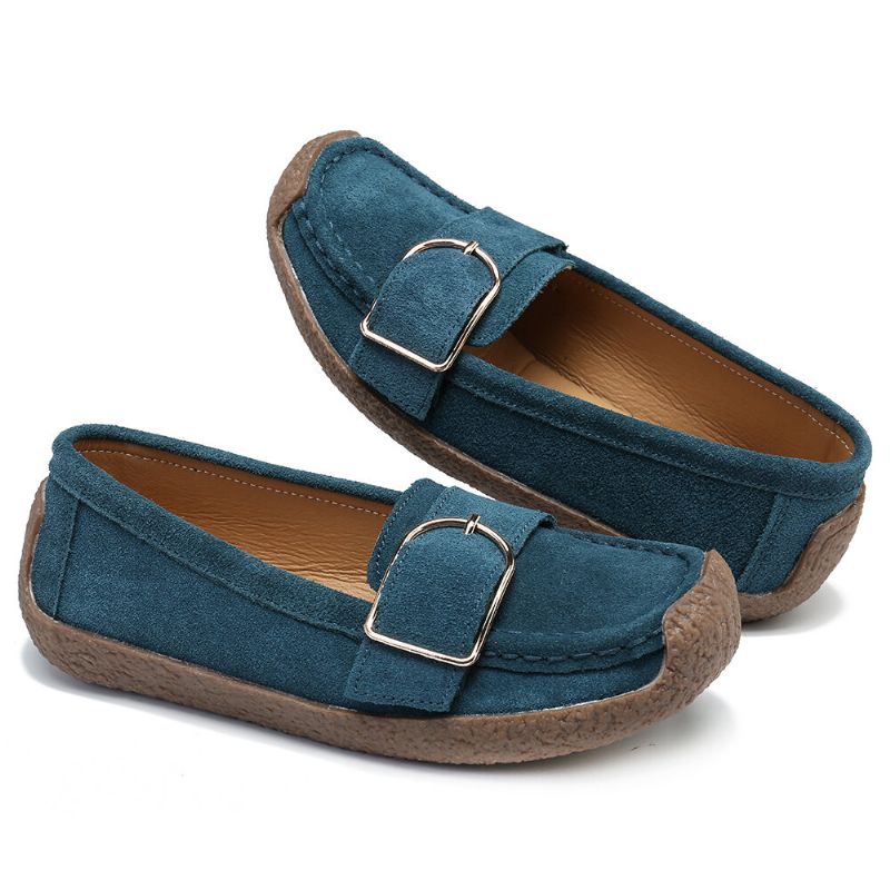 Mujeres Decoración De Metal Suede Cómodo Antideslizante Suela Suave Casual Flats Mocasines