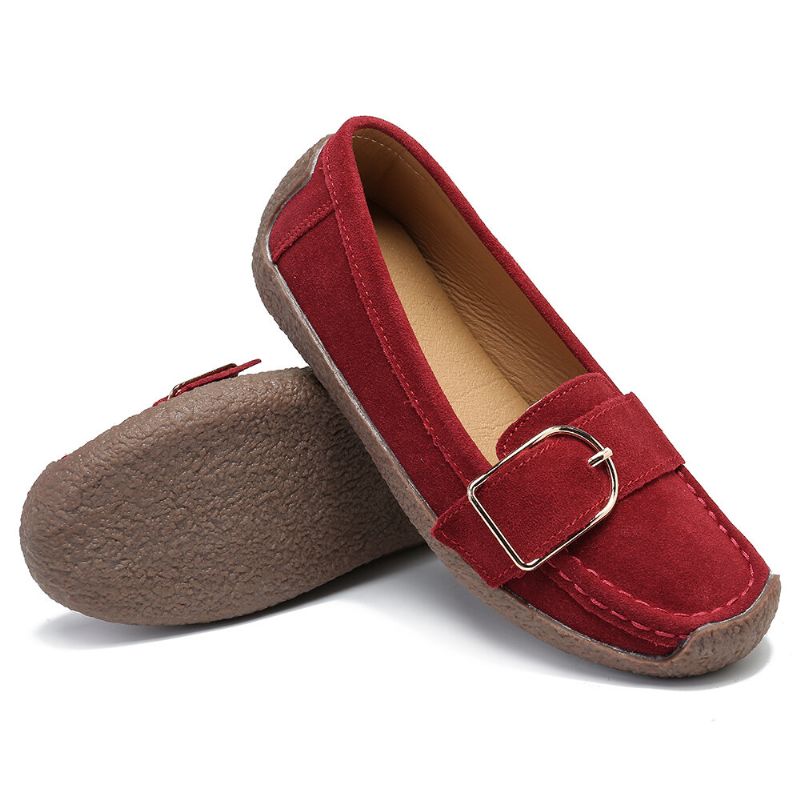 Mujeres Decoración De Metal Suede Cómodo Antideslizante Suela Suave Casual Flats Mocasines