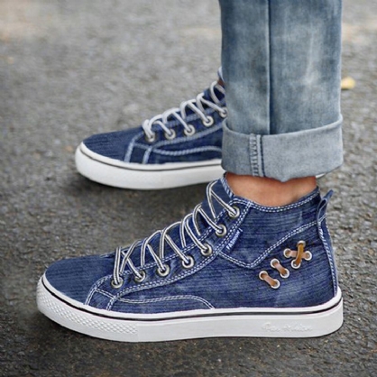 Mujeres Denim Cómodo Usable Casual Sports High Top Flats