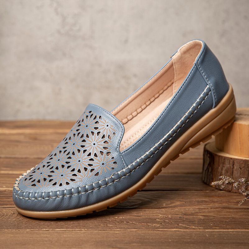 Mujeres Floewrs Hollow Comfy Antideslizante Casual Flat Mocasines